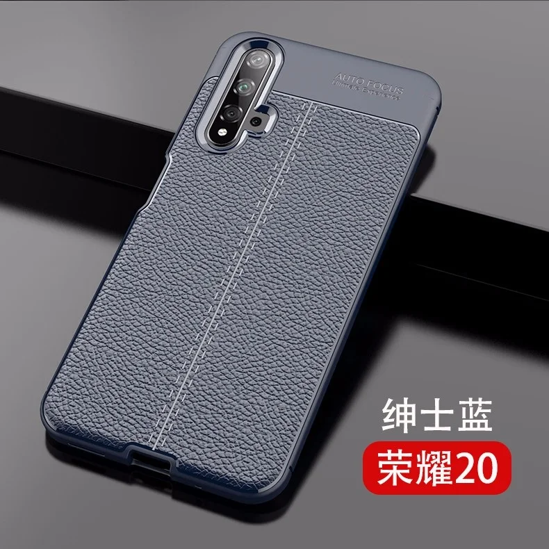 Для Honor 20 Чехол кожаный Стильный чехол прочный ТПУ чехол для телефона для Huawei Honor 20 Pro чехол 360 полная защита противоударный бампер - Цвет: Синий