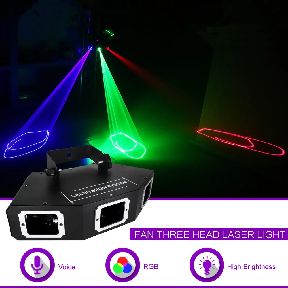 Sharelife 3 большой головы RGB Полноцветный узор DMX луч сеть лазерный светильник для