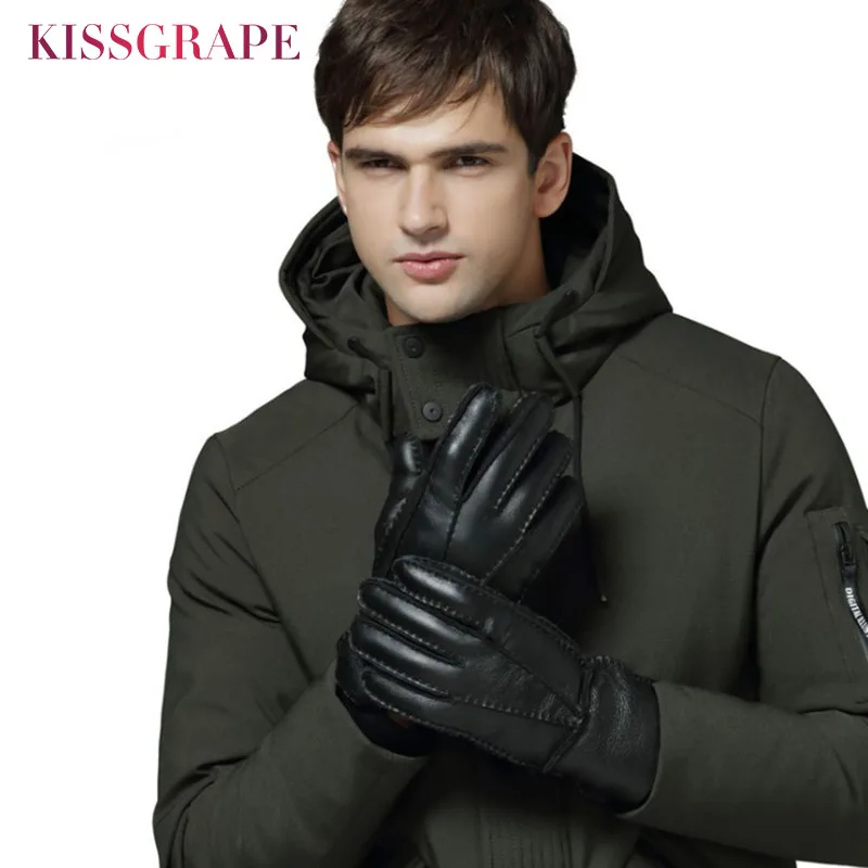 Новинка 2019 мужские меховые перчатки зимние теплые из овечьей кожи женские