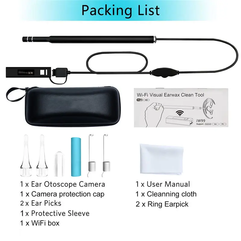 DOITOP HD визуальный инструмент для чистки ушей мини камера otoscope уход за ушами USB