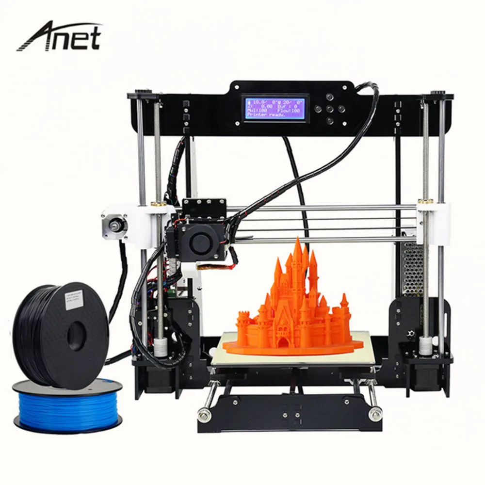 Высокая точность Anet A8 3d принтер sla Настольный prusa i3 промышленный дизайн 3d принтер с нитями - Цвет: A8-1KG-Filaments