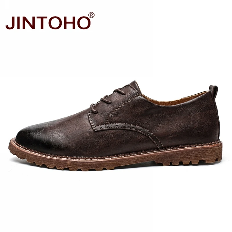 JINTOHO Big Size Men Casual Leather Shoes Brand Mens Fashion Designer Flats Male | Обувь