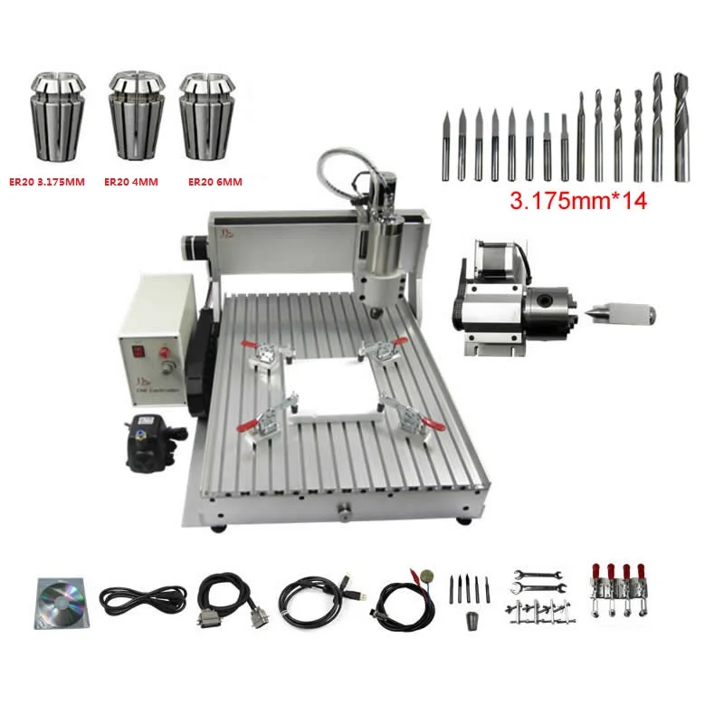 4 оси USB cnc 6040 режущий станок 2200 Вт высокомощный алюминиевый фрезерный