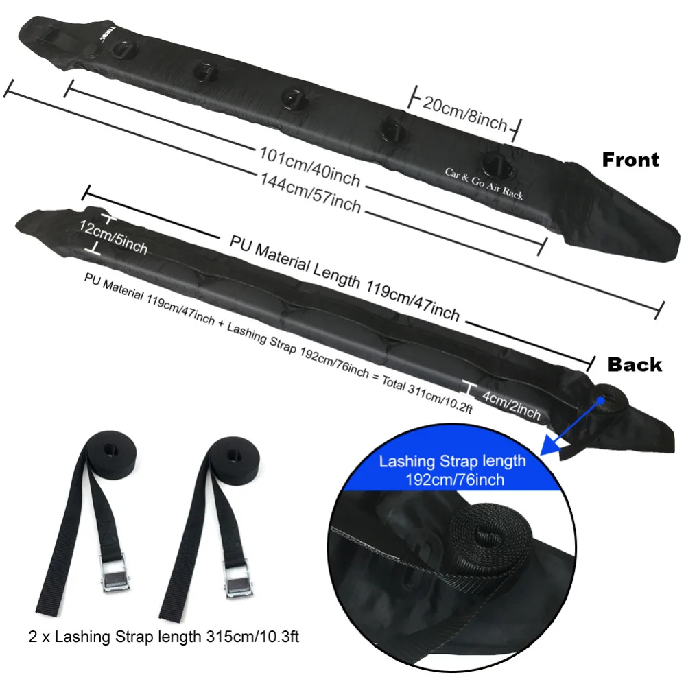 

Tirol T10021b 2PCS of Inflatable Universal Roof Top Rack and Luggage Carrier soft roof rack for kayaks, SUP, luggage, Up to 80kg