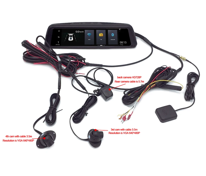 Android 5,1 FHD 4CH камеры Dash Cam 1" четырехъядерный умный мультимедийный зеркало gps Navi ночного видения ADAS 4G wifi удаленный монитор