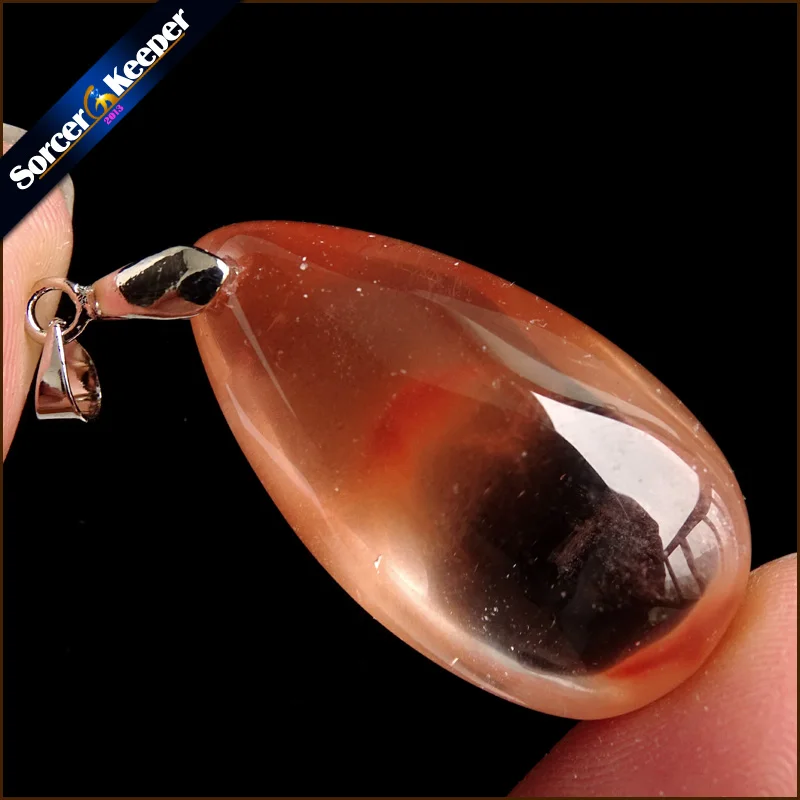 Для женщин Jewelry Цепочки и ожерелья Мода Редкие натуральный камень красный кролик волосы мех Рутиловый Кварц полированный кулон YS263