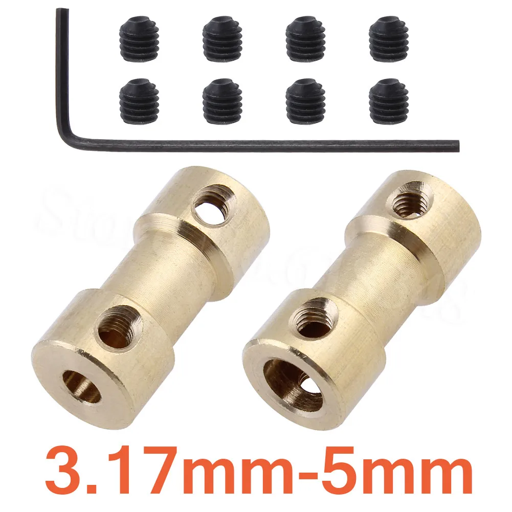 3.17mm-5mm 2 шт./лот 24 размера вал двигателя Соединительная муфта Соединительный рукав адаптер латунный Трансмиссия шарнир для RC лодки автомобиля самолета DIY - Цвет: 3.17mm-5mm