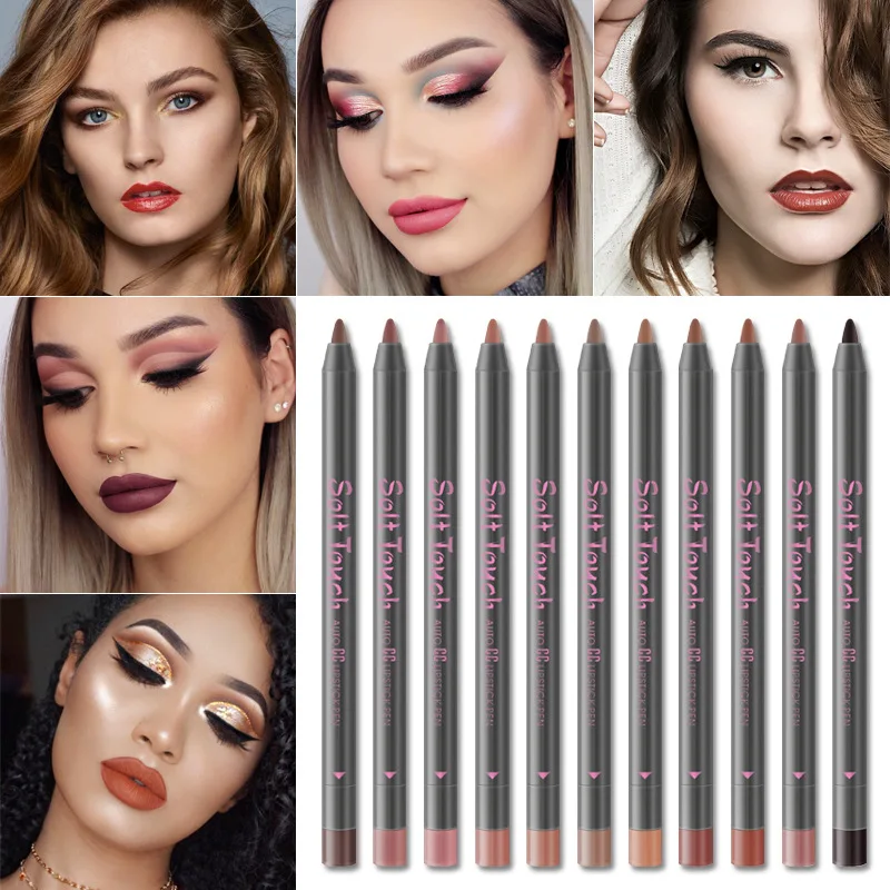 Kiss Beauty Новинка Pro 12 видов цветов Подводка для губ долговечная натуральная
