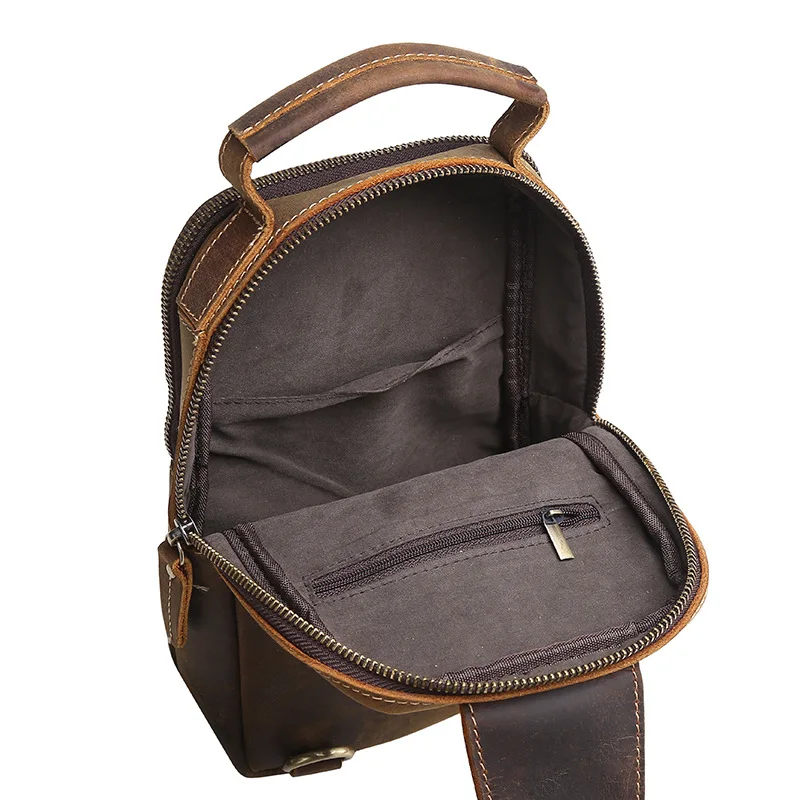 

AETOO The New vintage bag men's genuine leather bag retro crazy horse brown messenger bag leisure travel bag men