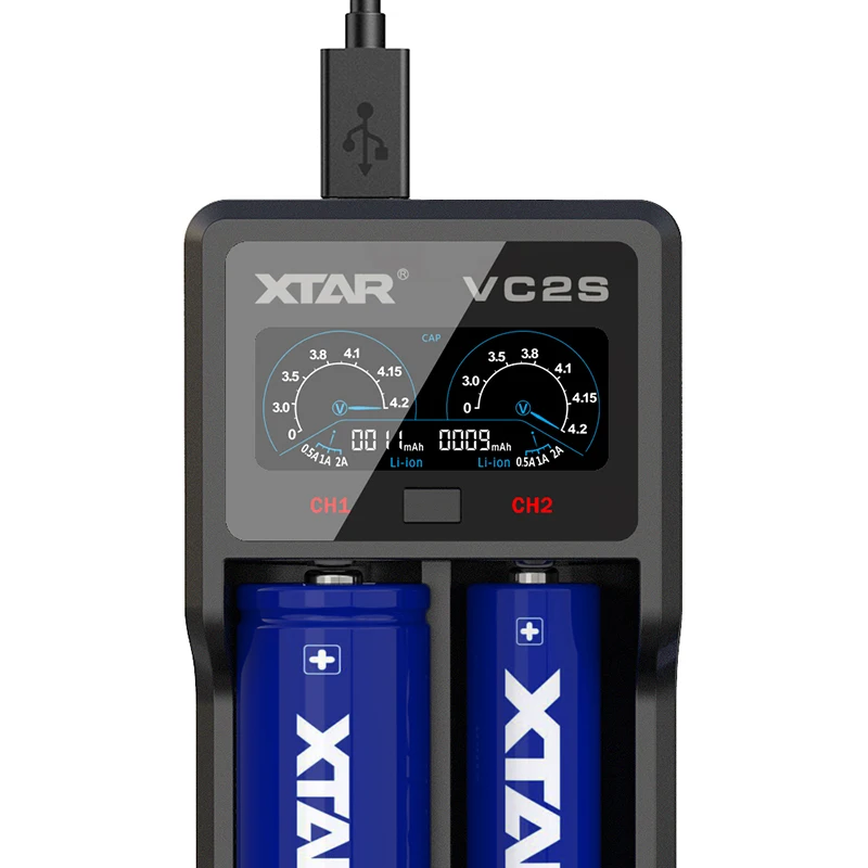 XTAR Зарядное устройство VC2S Powerbank Функция 3 7 V Li Ion 10400 26650 Перезаряжаемые Батарея 1 2 в