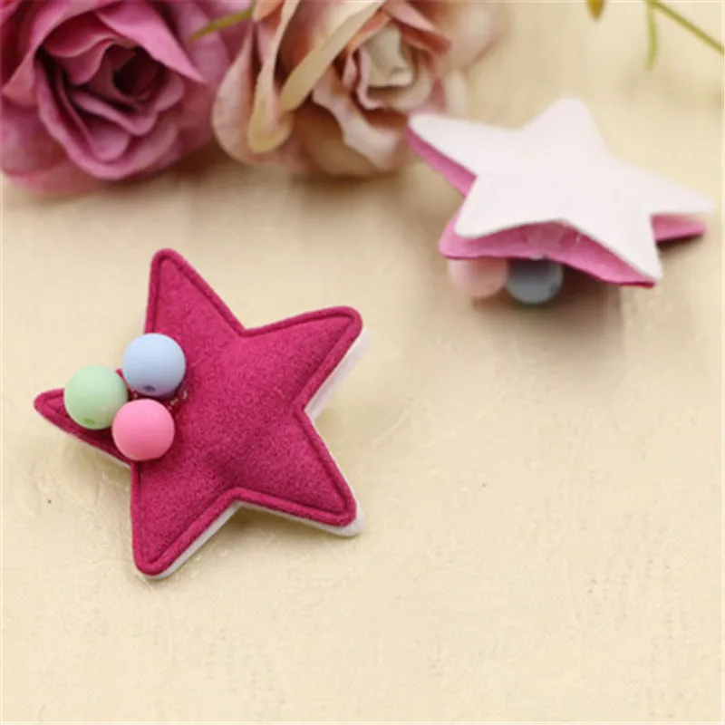 Wholesale 40PCs Cartoon Cute Fabric Stars Button Patch with Round Balls Decor Kawaii Girls Hair Jewelry Bow Center Ornament DIY | Украшения