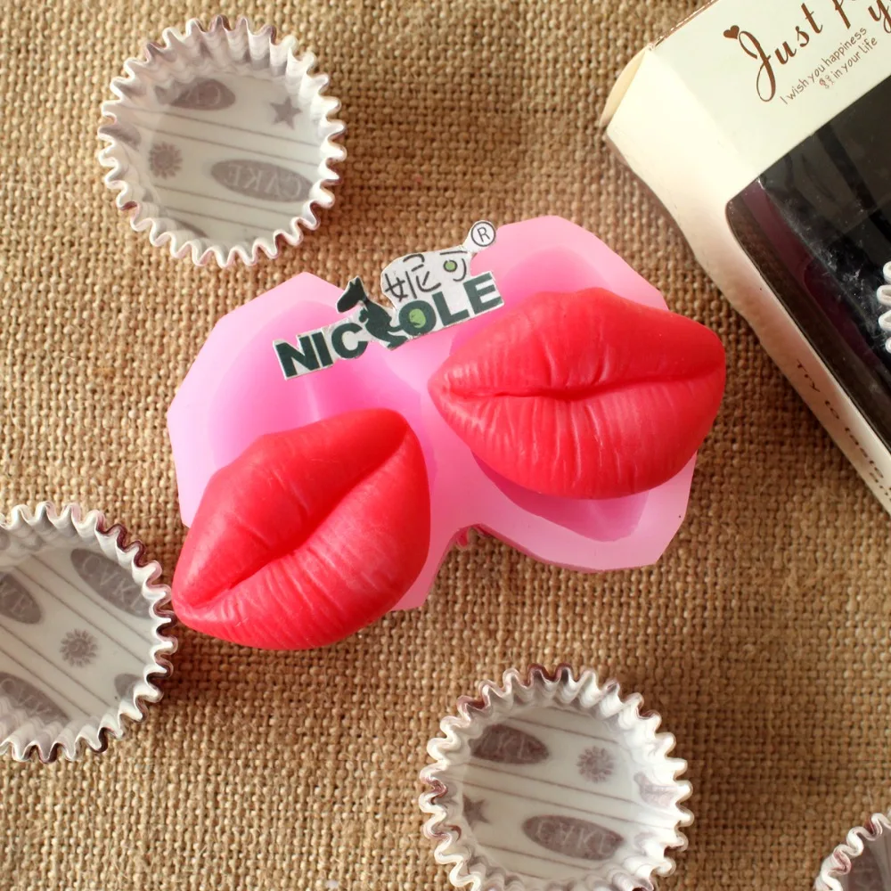 Сексуальная Силиконовая форма в форме губ 2 полостная фотография шоколада|fondant