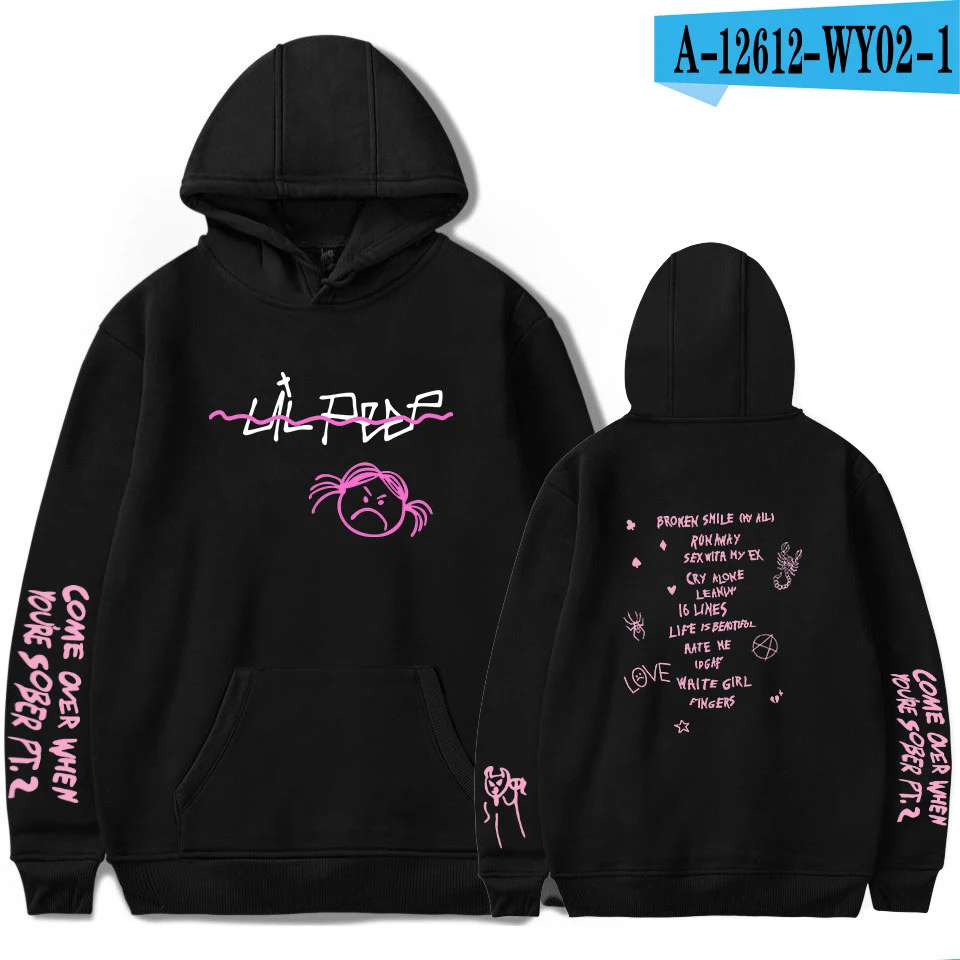 black New lil peep Hoodie Men and Women Fans Sweatshirt Hoodies Sweatshirts Long Sleeve Print Hip Hop lil peep Boy Casual Clothes - Цвет: black