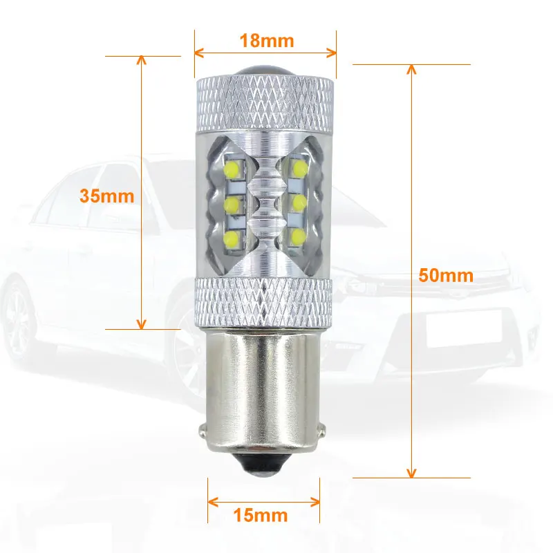 Apmatauto 2x1156 P21W BA15S для чипов XBD 80 Вт автомобильная светодиодная лампа заднего хода