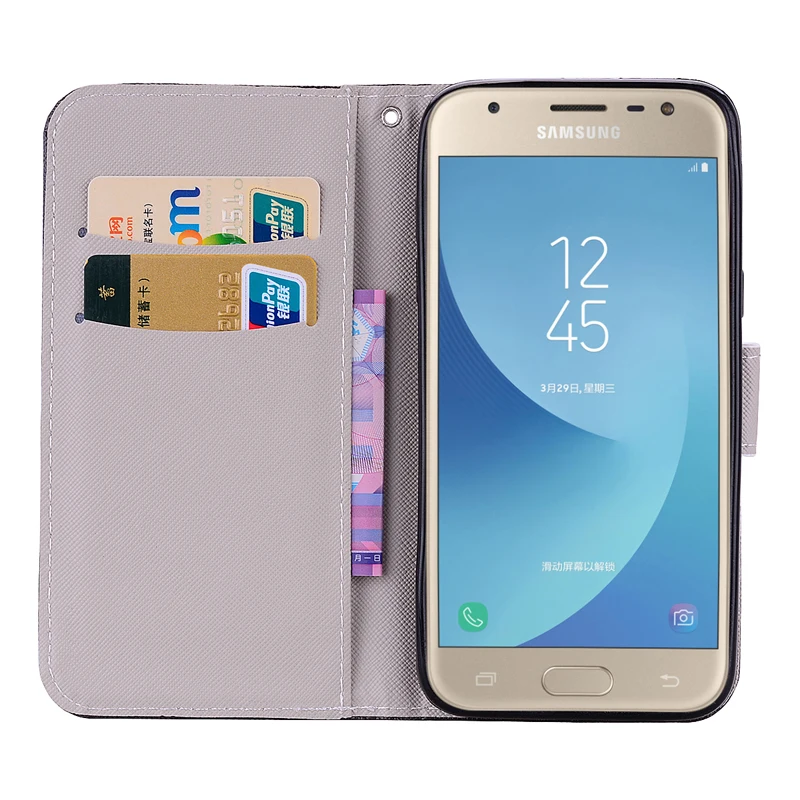 Кожаный чехол для Samsung Galaxy J3 Pro 2017 милый книжка с бумажником SM J330F J330F/DS J330G J330N J330FN