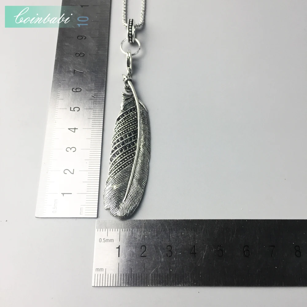 Ожерелье с перьями для женщин и мужчин в европейском стиле сердцем Rebel из серебра