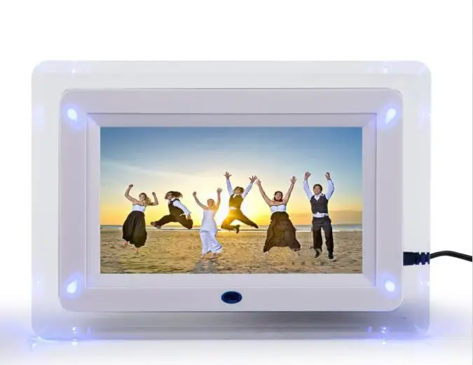 " TFT-LCD многофункциональная цифровая фоторамка MP3 MP4 плеер Будильник светильник мигающий пульт дистанционного управления - Цвет: Белый