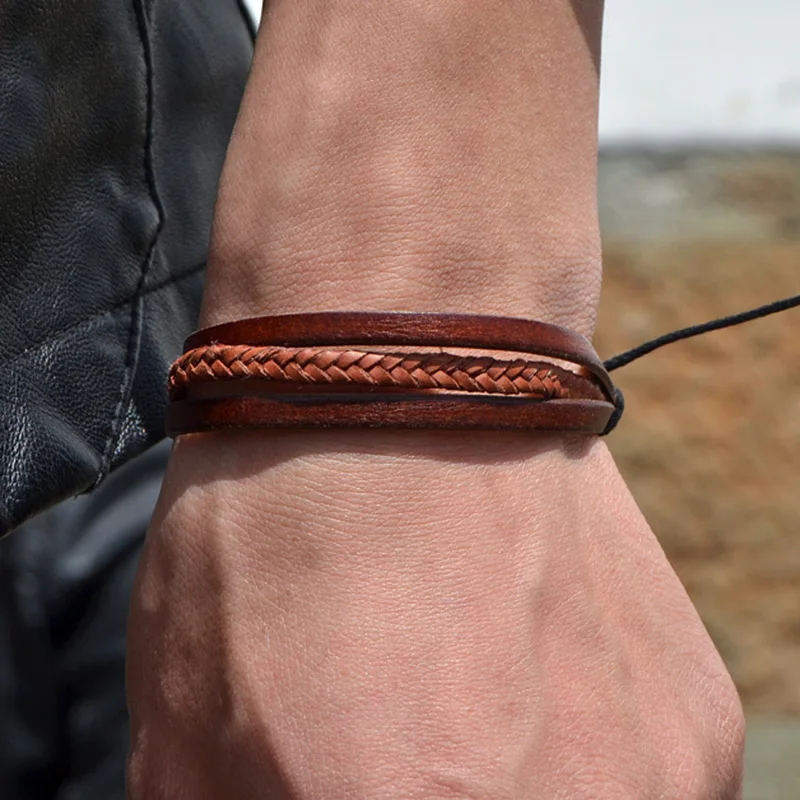 Часы с плетеным ремешком кожаный Веревка для браслетов обработанная воском