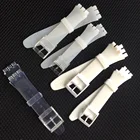 Ремешок силиконовый ультратонкий прозрачный для часов Swatch Series, мягкий браслет для мужчин и женщин, 17 мм 19 мм 20 мм