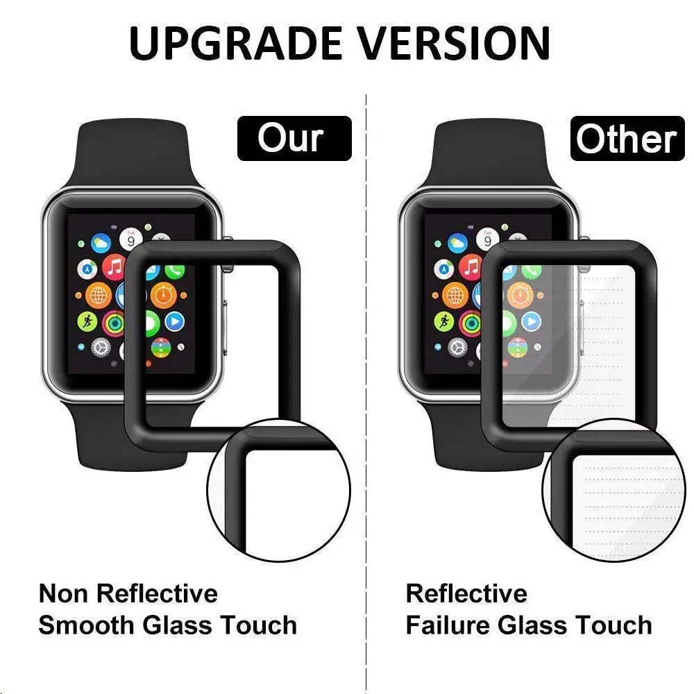 9H 3D полное клеевое закаленное стекло для Apple Watch 38 42 40 44 мм покрытие изогнутые края