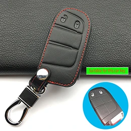 4 кнопки из натуральной кожи Автомобильный ключ крышка для Fiat/для Jeep Renegade Grand Cherokee Chrysler 300C freeont авто - Название цвета: A Style black