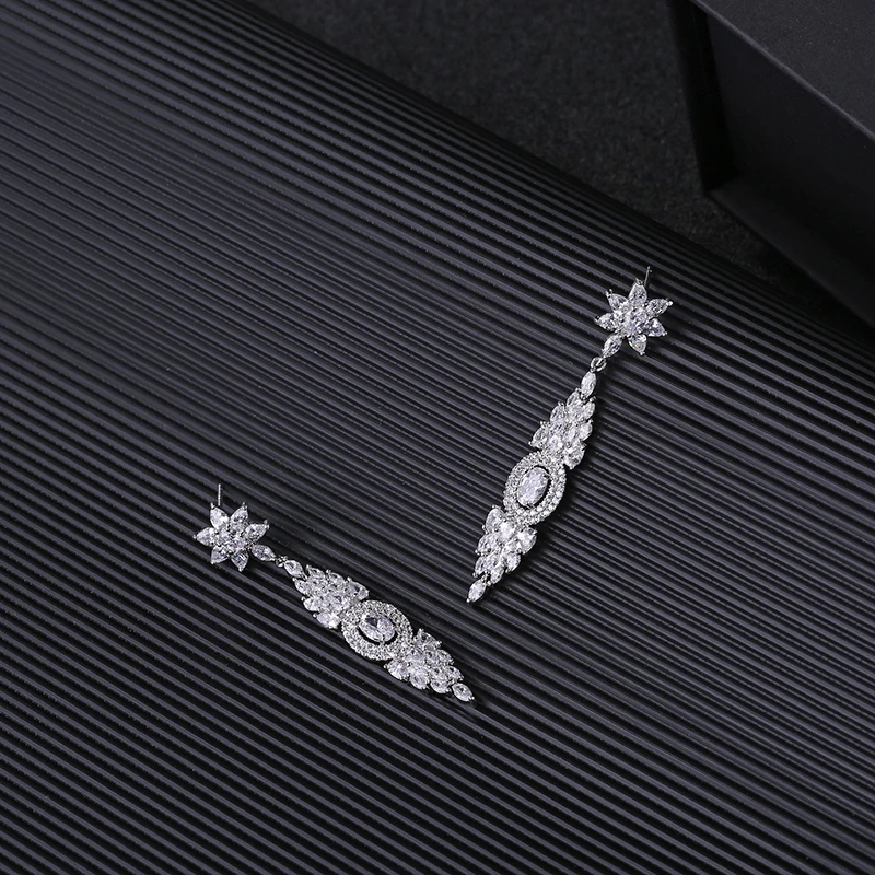 Женские серьги подвески с фианитами класса ААА|dangle earrings|womens dangle earringsearrings |