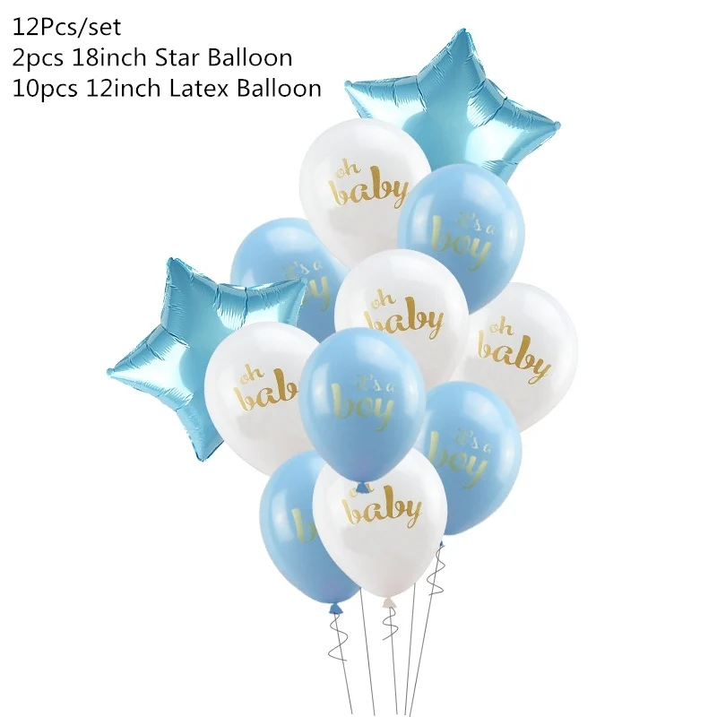 12pcs boy set 1 комплект детского дня рождения для маленьких мальчиков и девочек Фольга шар его Для мальчиков и девочек детские праздничные шары Детские 1st День рождения украшения поставки - Цвет: 12pcs boy set