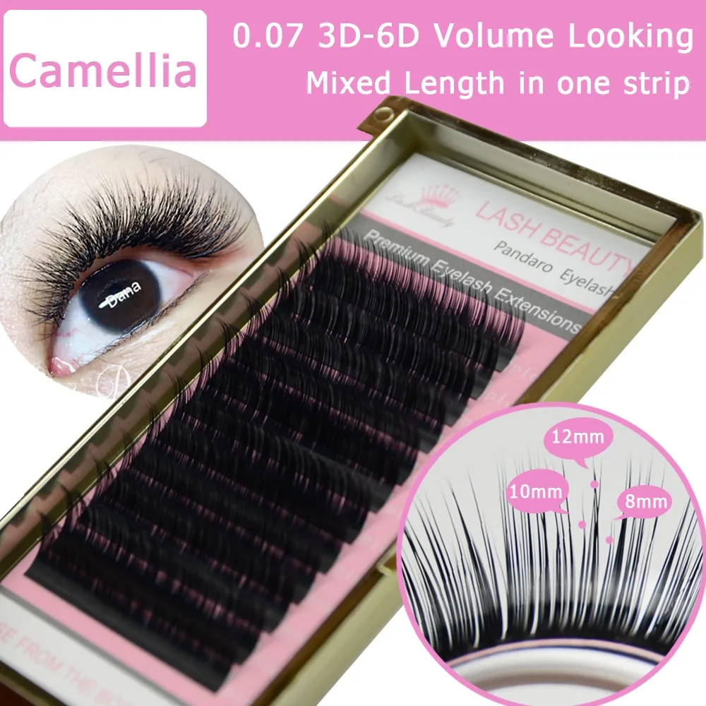 Qeelasee 10 pcs/lot Camellia Eyelashes 0.03/0.05/0.07mm Volume Eyelash Extensions Mixed Length in One Lash Strip Makeup Cilia | Красота и