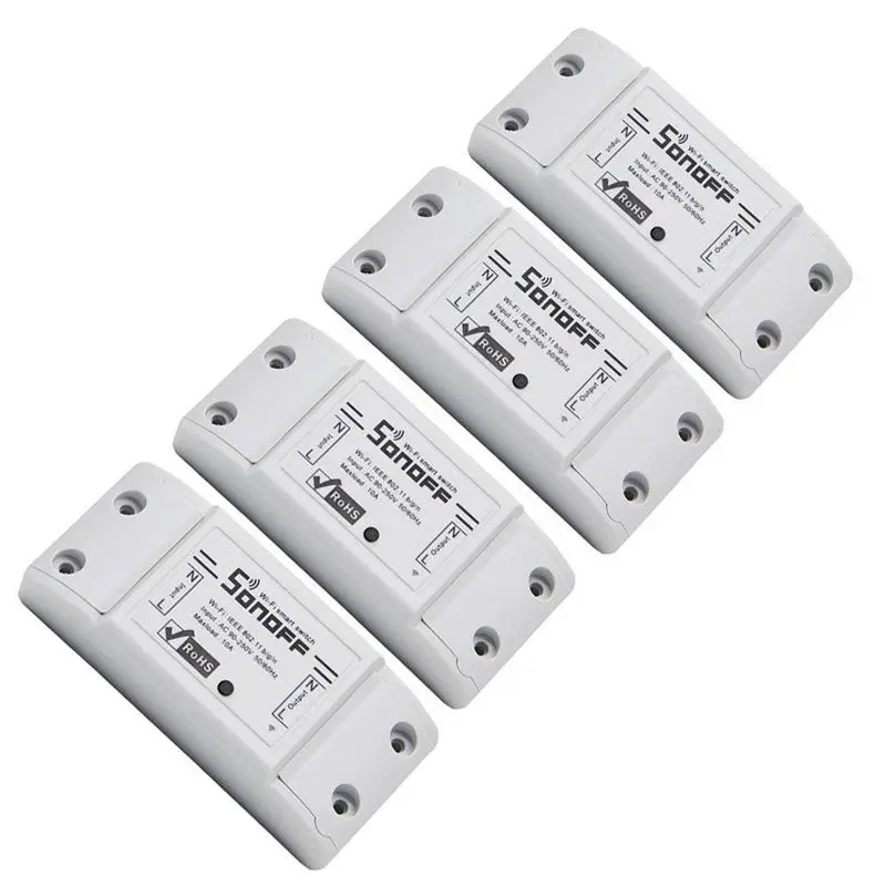SONOFF Wifi Switch 4 Pack Беспроводное управление электроприборами в доме через IOS Iphone Android приложение DIY.