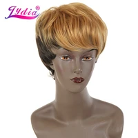 lydia synthetic wigs mix color ft227 short nature wave for black african american wig brown blonde heat resistant hair