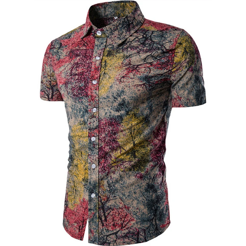 Мужской модный короткий рукав рубашки в английском стиле Стиль блузка тонкий