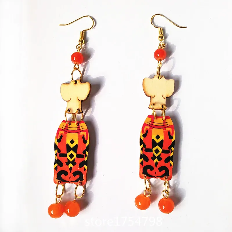 Новый стиль резьба по дереву серьги каменные бусы ручной работы личности