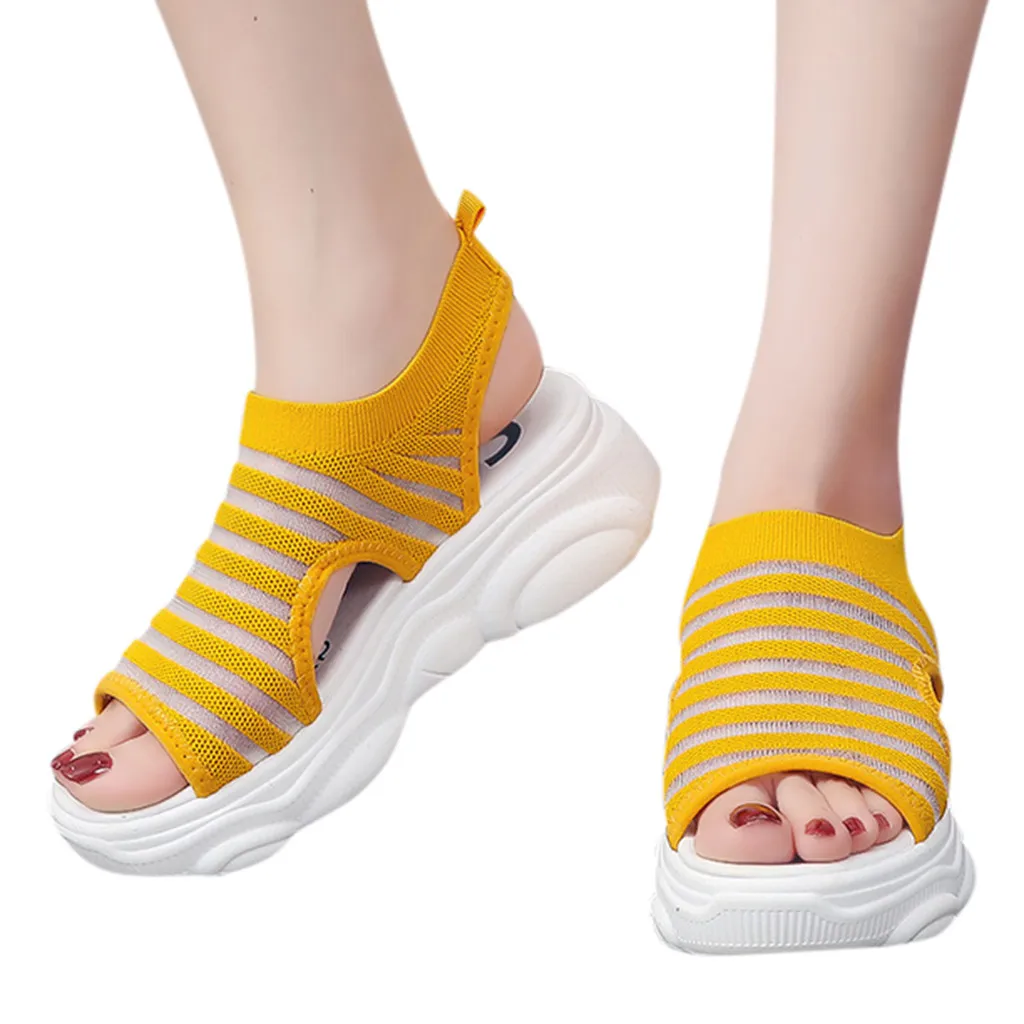 Женские дышащие сандалии SAGACE черные прогулочные на платформе лето 2019|Боссоножки