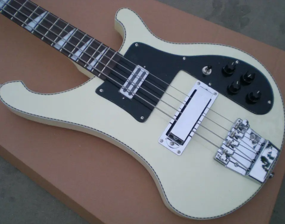 

hot sell 4strings Ricken-bucker electric bass guitar cream color /bass guitar