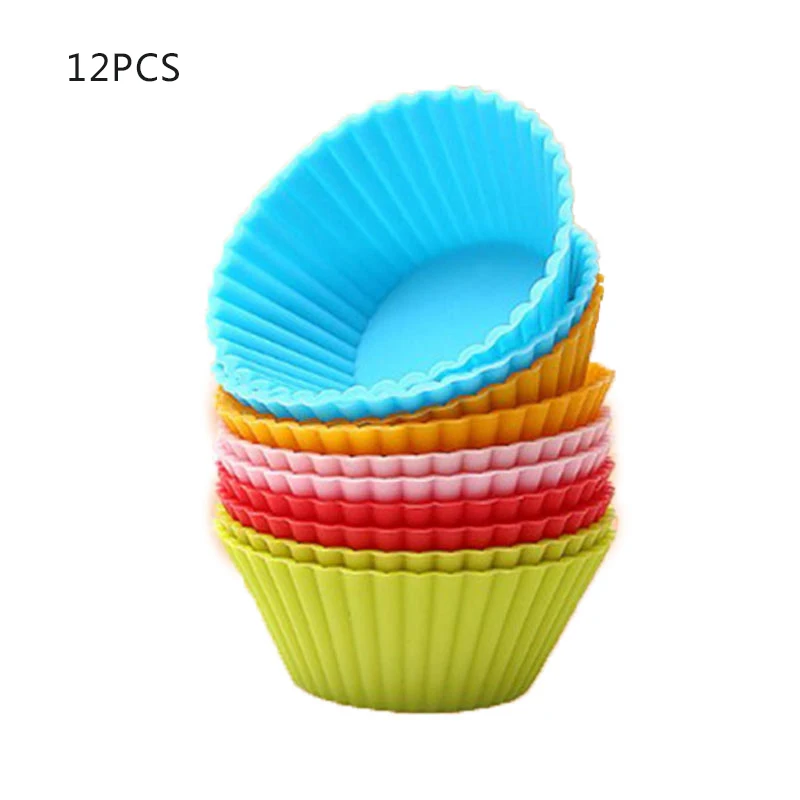 12PCs 7cm Urijk случайный цвет формы для маффинов силиконовые формы для выпечки Кекс Лайнер кекс стенд DIY Инструменты для украшения выпечки, торта многоразмерные - Цвет: 12PCs 7cm