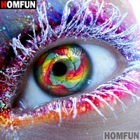 homfun full squareround drill 5d diy diamond painting colored eyes embroidery cross stitch 5d home decor a01828