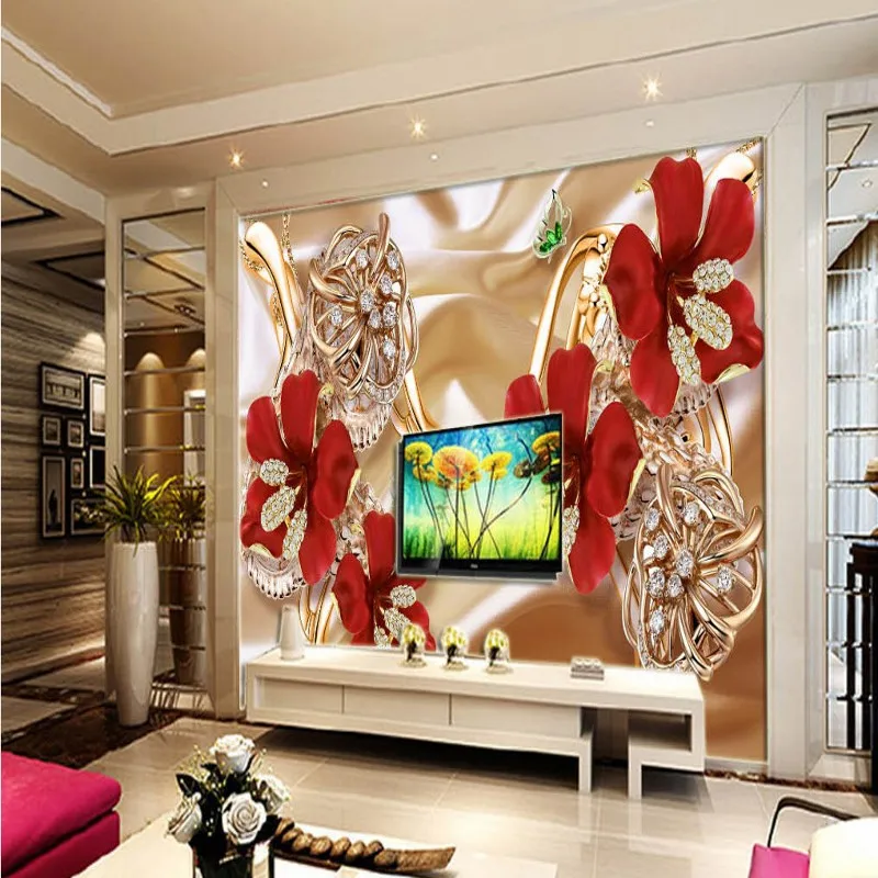 Custom mural Stereo 3D rich jewelry flowers wallpaper TV backdrop wall custom lobby bedroom office | Обустройство дома