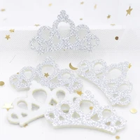 20pcs 4629mm shiny crown appliques glitter huge silver padded crown patches for crafts garments decoration diy accessories k44