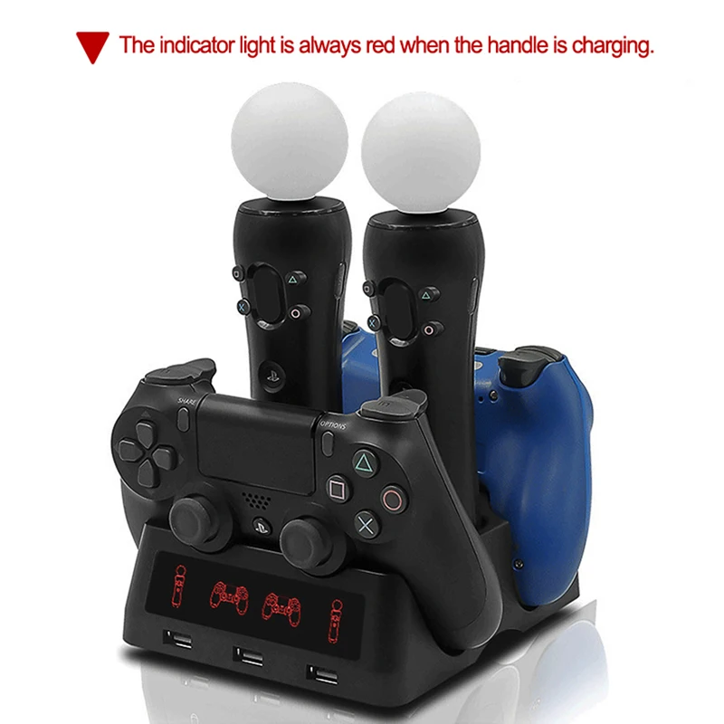 4 в 1 зарядная док-станция для PS4 PS Move PS VR P4 Джойстик зарядное устройство для PS4 Slim/PS4 Pro контроллер Подставка для sony Playstation 4 Pro