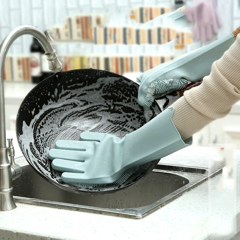 1 пара Волшебные силиконовые моющиеся перчатки для посуды кухонные инструменты