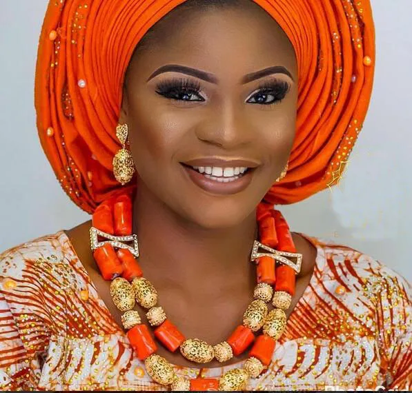 Ювелирный Комплект из колье и серёг в африканском стиле|african bridal jewelry set|coral beads