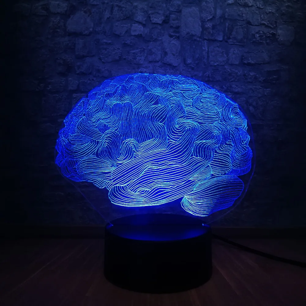 Инновационный осветительный прибор Прохладный головного мозга 3D светодиодный светильник ночник многоцветный RGB градиент доктор дома декоративные на день рождения, рождественский подарок