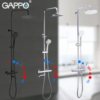 gappo thermostatic shower system chrome black faucet bathroom bath shower mixer set waterfall rain shower head bathtub taps