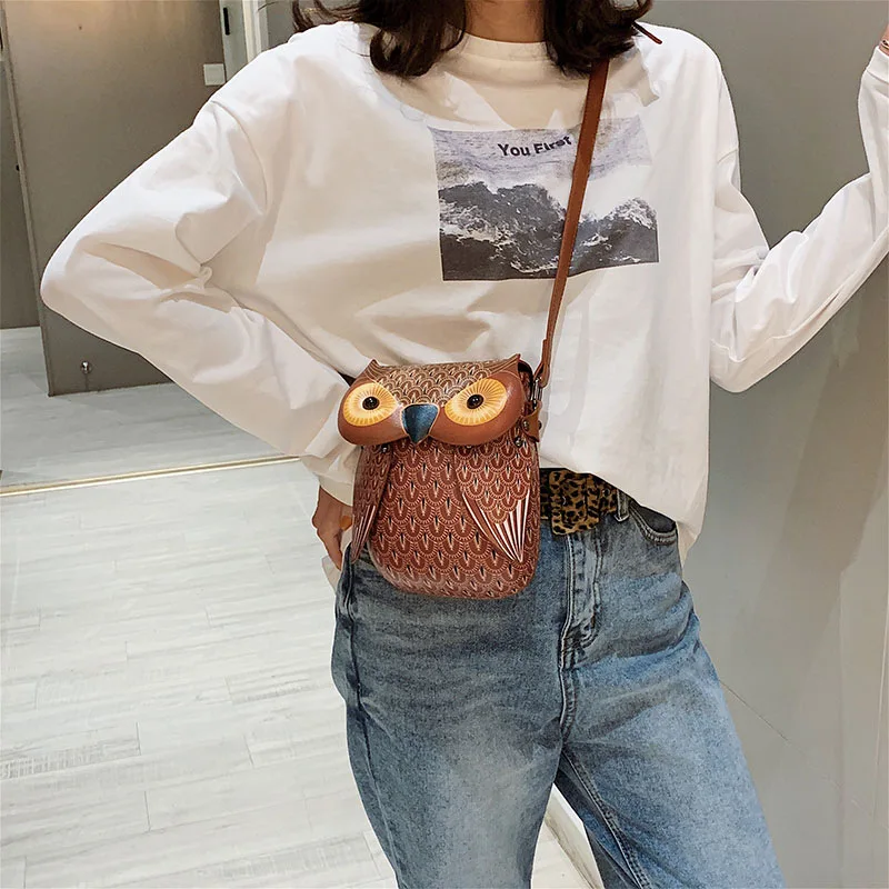 Girl Personality Bag Korean Version of The Shoulder 2019 Women Retro Owl Diagonal Crossbody Travel | Багаж и сумки