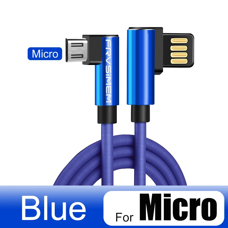 90 градусов usb type C кабель для быстрой зарядки Micro USB C кабель для зарядки и синхронизации данных провод для samsung Xiaomi sony huawei 1 м 2 м 3 м 25 см - Цвет: Blue