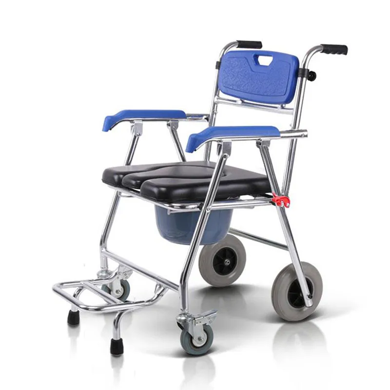 

Commode Mobile Chair Toilet Chair Seat Wheelchair Shower Transport Chair with 4 brakes For Bathroom Toilet Stool Elderly