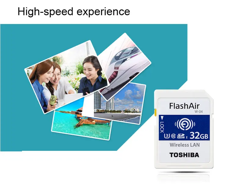 TOSHIBA FlashAir W-03, 32 ГБ, 16 ГБ, SDHC, беспроводная W-04, 64 ГБ, SDXC, WiFi, sd-карта, UHS-I, класс 10, U3, флеш-карта памяти для цифровой камеры