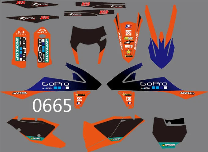 0665 3M 6 видов стилей команда графика фоны наклейки для KTM SX EXC EXCF XCW SX SXF XC XCF - Цвет: 0665