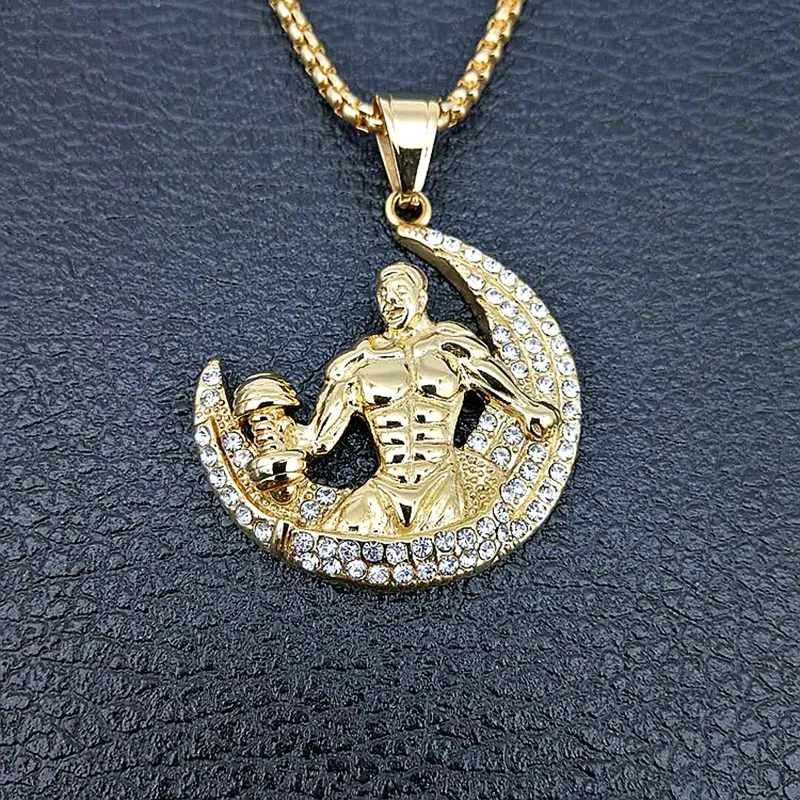 Завод самого хип хоп Bling мышцы человек Цепочки и ожерелья Нержавеющая сталь