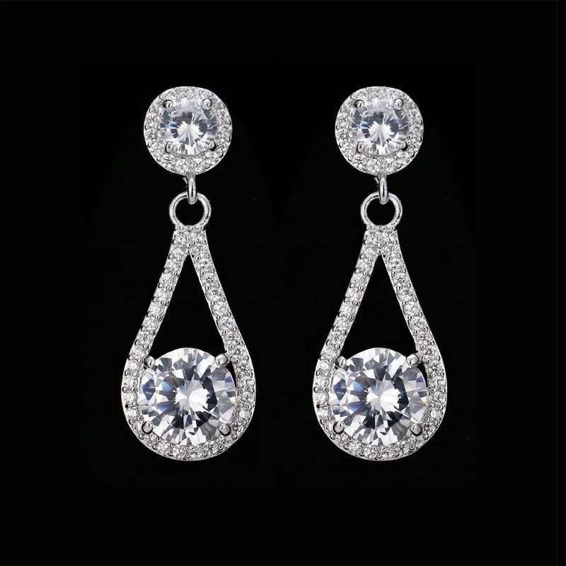 SLBRIDAL серьги из розового золота с кубическим цирконием класса ААА свадебные
